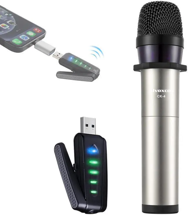 Main image of USB Wireless Microphone, UHF Condenser mic for Android, PC Computer, Laptop, PA, Podcasting, Vlogging, YouTube, Vocal Recording, Gaming, Singing Practice (System with USB Receiver)