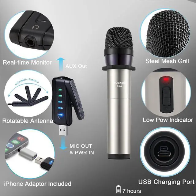 Alt view image 5 of 7 - USB Wireless Microphone, UHF Condenser mic for Android, PC Computer, Laptop, PA, Podcasting, Vlogging, YouTube, Vocal Recording, Gaming, Singing Practice (System with USB Receiver)
