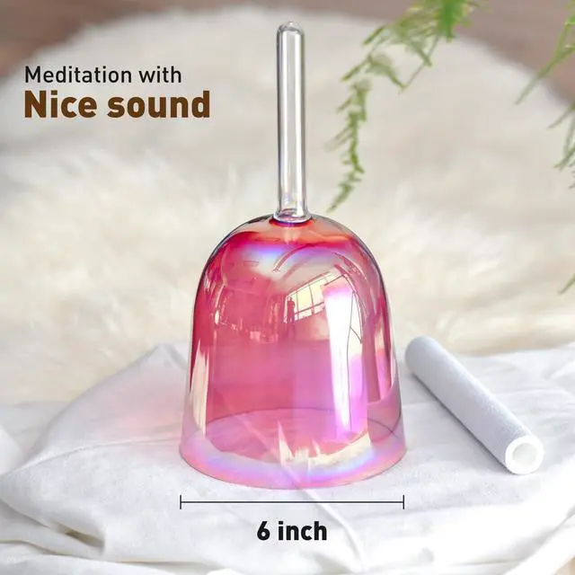 Alt view image 3 of 6 - 432HZ 6 Inch F Note Purple Color Quartz Handle Singing Bowl | Sound Meditation,Mindfulness,Relaxation, Carry Case Bag