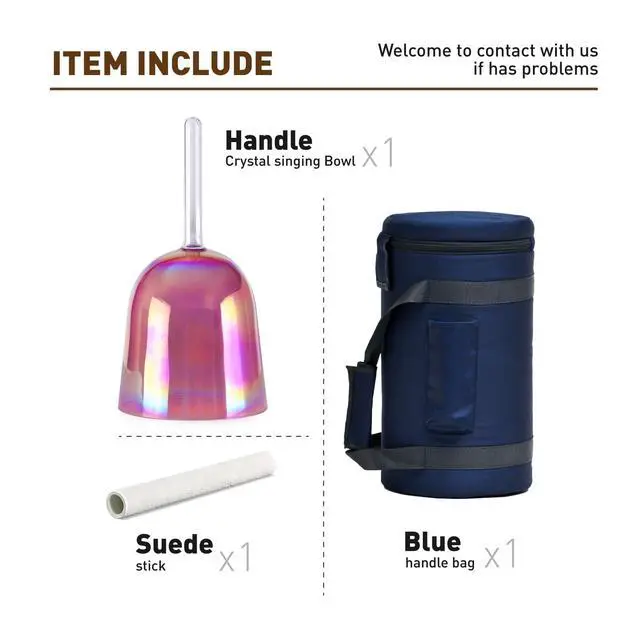 Alt view image 5 of 6 - 432HZ 6 Inch F Note Purple Color Quartz Handle Singing Bowl | Sound Meditation,Mindfulness,Relaxation, Carry Case Bag