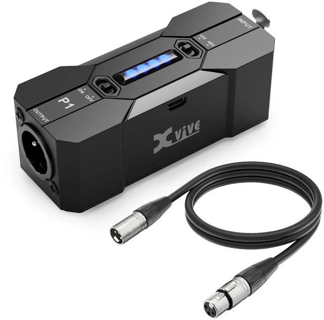 Main image of P1 Phantom Power Supply for Microphone Preamp,Condenser Microphones,Shotgun Mic,with XLR Cable