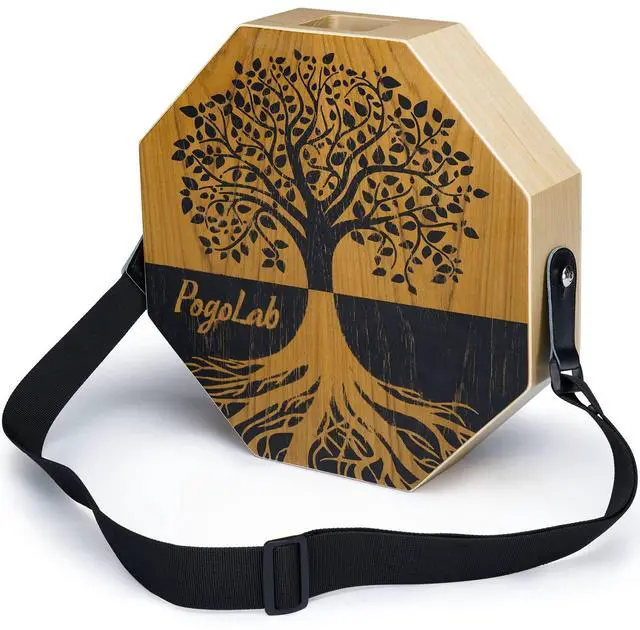 Main image of Two-tone Cajon, Portable Travel Wooden Drum with Adjustable Strap, Easy to Carry, Unique Appearance, Beautiful Percussion Instrument (Natural Brown)