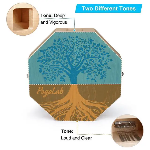 Alt view image 3 of 7 - Two-tone Cajon, Portable Travel Wooden Drum with Adjustable Strap, Easy to Carry, Unique Appearance, Beautiful Percussion Instrument (Natural Brown)