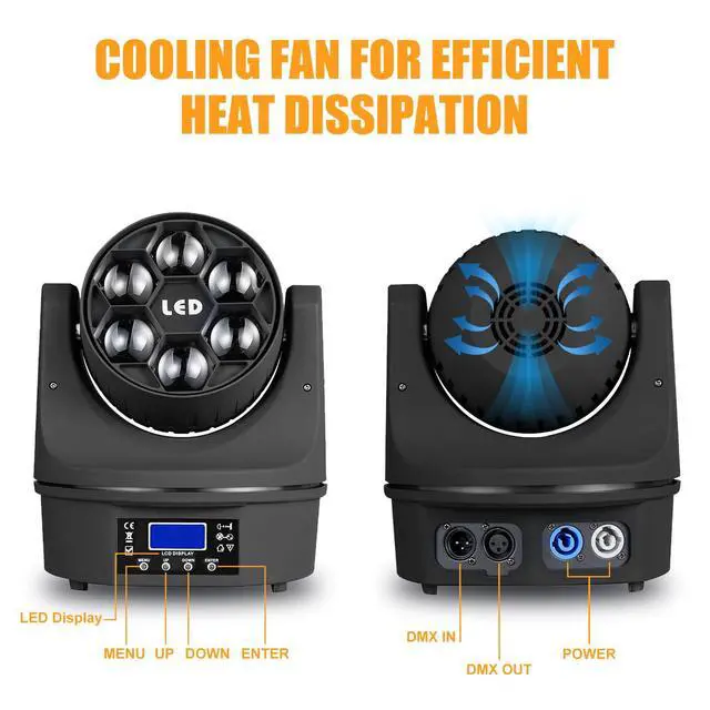 Alt view image 3 of 7 - Moving Head Light 6x15W Mini Bee Eye Dj Light RGBW 4in1 LED Stage Lighting Rotate Beam Effect DMX512 Sound Activated for dj bar Parties Wedding Bar Church Show 2 Pack