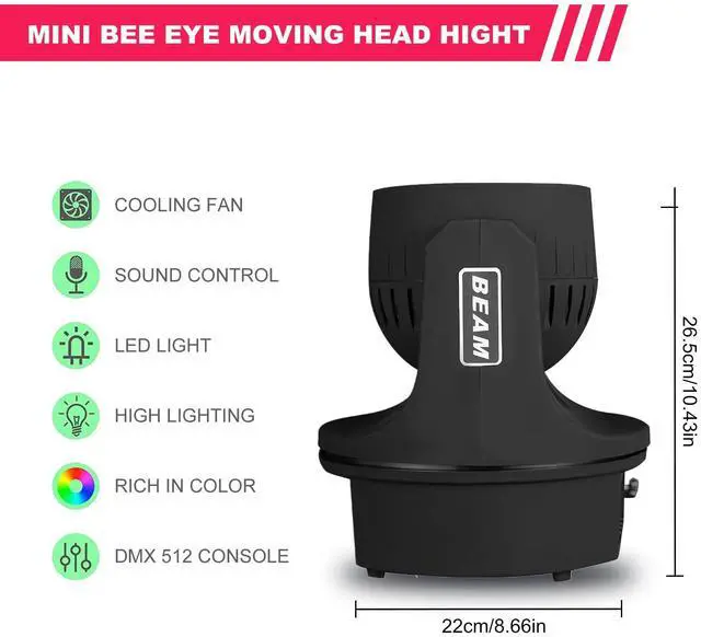Alt view image 2 of 7 - Moving Head Light 6x15W Mini Bee Eye Dj Light RGBW 4in1 LED Stage Lighting Rotate Beam Effect DMX512 Sound Activated for dj bar Parties Wedding Bar Church Show 2 Pack