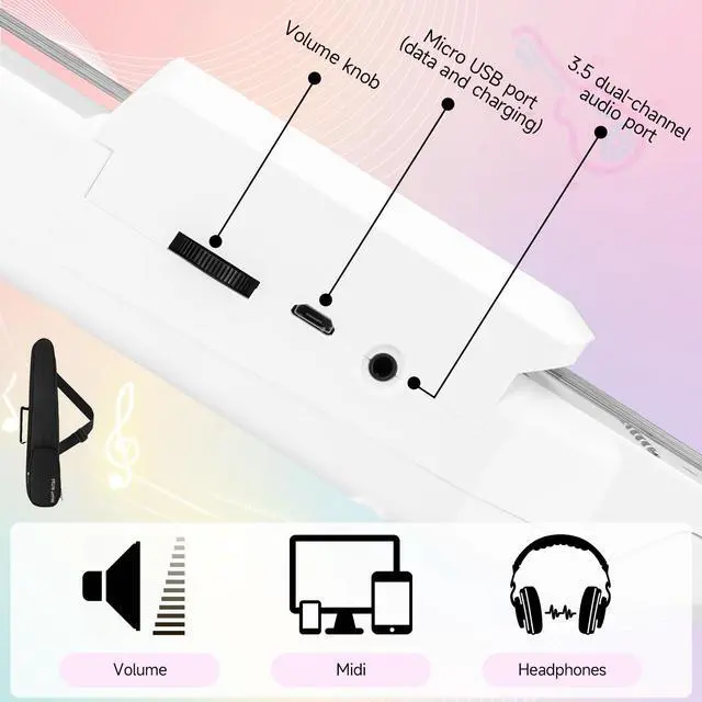 Alt view image 6 of 7 - USB Charging Smart Acoustic Electric Travel Chord Practice Portable Guitar Neck for Beginner AI LCD (WHITE)