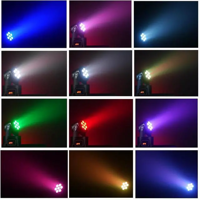 Alt view image 2 of 7 - Moving Head Wash Light, 7x10W LED DMX DJ Stage Light | 12 Colors, Sound Activated, 540° Pan & 180° Tilt, Wash Effect Lighting for Weddings, Clubs, Concerts, Bars and Events