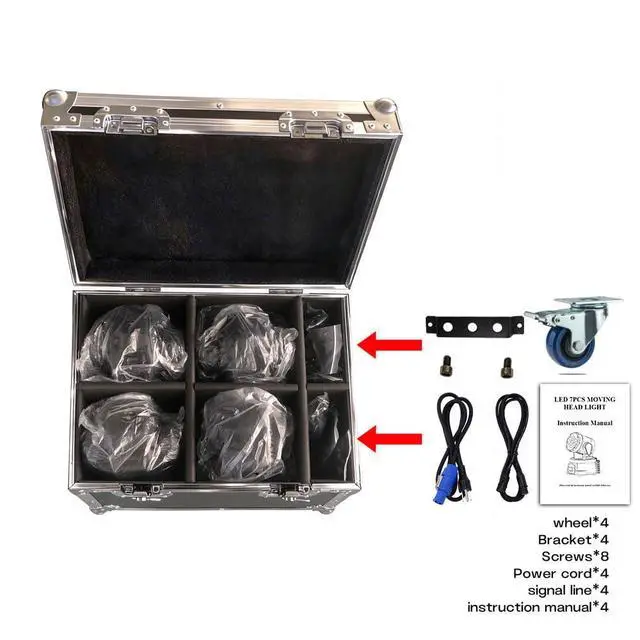 Alt view image 7 of 7 - Moving Head Wash Light, 7x10W LED DMX DJ Stage Light | 12 Colors, Sound Activated, 540° Pan & 180° Tilt, Wash Effect Lighting for Weddings, Clubs, Concerts, Bars and Events