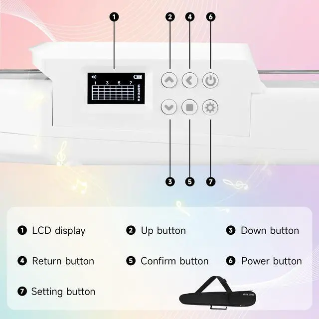 Alt view image 7 of 7 - USB Charging Smart Acoustic Electric Travel Chord Practice Portable Guitar Neck for Beginner AI LCD (WHITE)