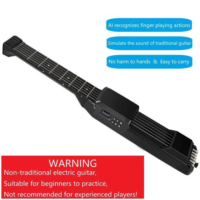 Alt view image 3 of 7 - USB Charging Smart Acoustic Electric Pocket Travel Chord Practice Portable Guitar Neck for Beginner AI LCD (BLACK)