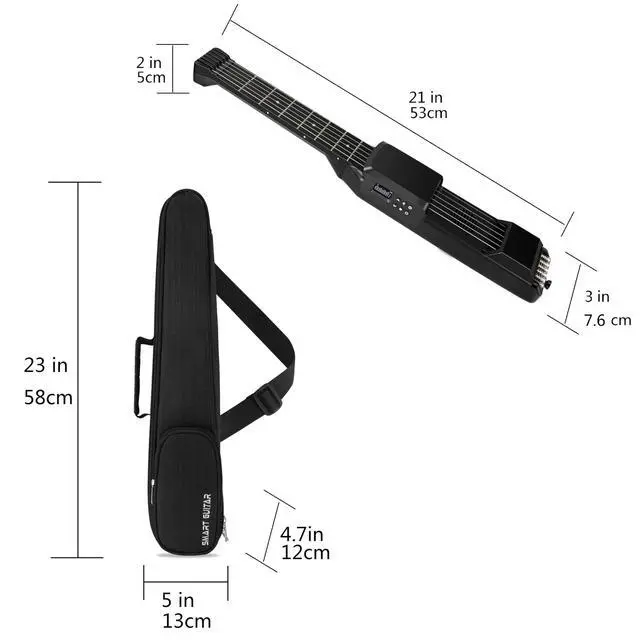 Alt view image 2 of 7 - USB Charging Smart Acoustic Electric Pocket Travel Chord Practice Portable Guitar Neck for Beginner AI LCD (BLACK)