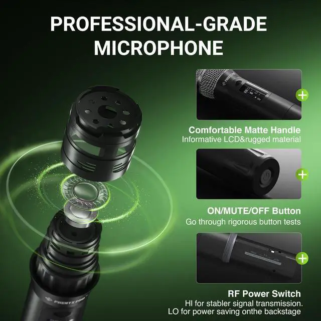 Alt view image 2 of 3 - UHF Handheld Transmitter for True Diversity Systems PWH-12 | Metal Cordless Microphone, Selectable Frequencies, PTU-1U/PTU-2U Compatible