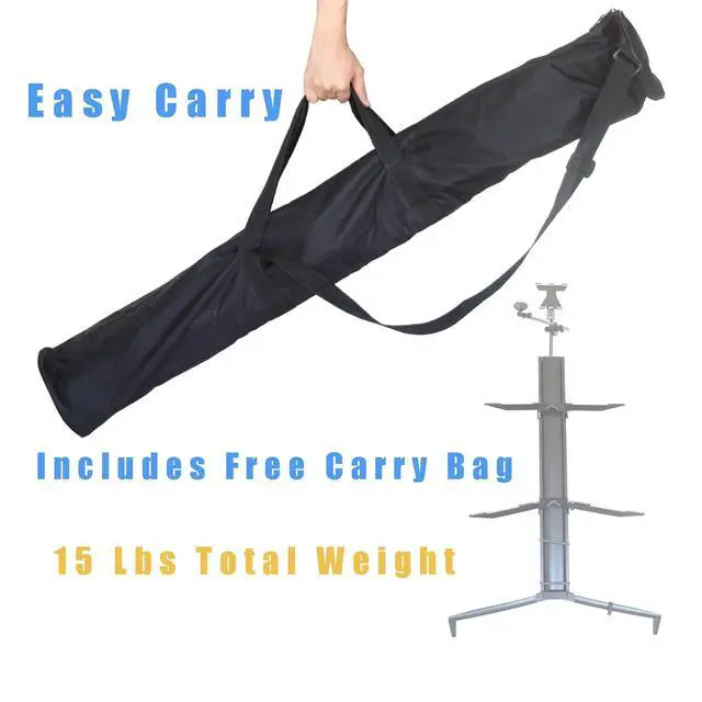 Alt view image 7 of 7 - Portable Keyboard Stand - 2-Tier Column for 61/76/88 Key Keyboards - DJ Controller, Mixer, Synthesizer - Aluminum with Carrying Bag