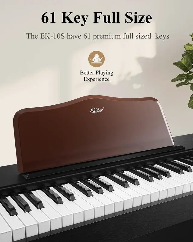 Alt view image 2 of 7 - 61 Key Keyboard Piano for Beginners, Electric Piano, Classic Wooden Digital Keyboard with Sustain Pedal & Music Stand, Birthday Gifts for Girls Daughter, Supports MP3/USB/Audio/Mic/Headphones