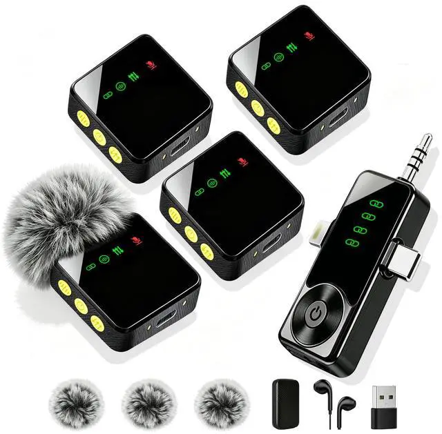 Main image of 4 Pack Wireless Lavalier Microphone for iPhone Android & Camera | Mini Mics with AI Noise Reduction, 40H Battery for 4-Person Interviews, Video Recording, Podcasts, YouTube, TikTok, Vlogging