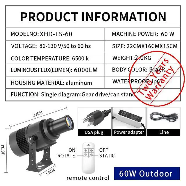 Alt view image 2 of 7 - 60W Custom GOBO P Led Logo Lights Image for Store Business Outdoor and Indoor I Waterproof with Remote Control (60, Watts)