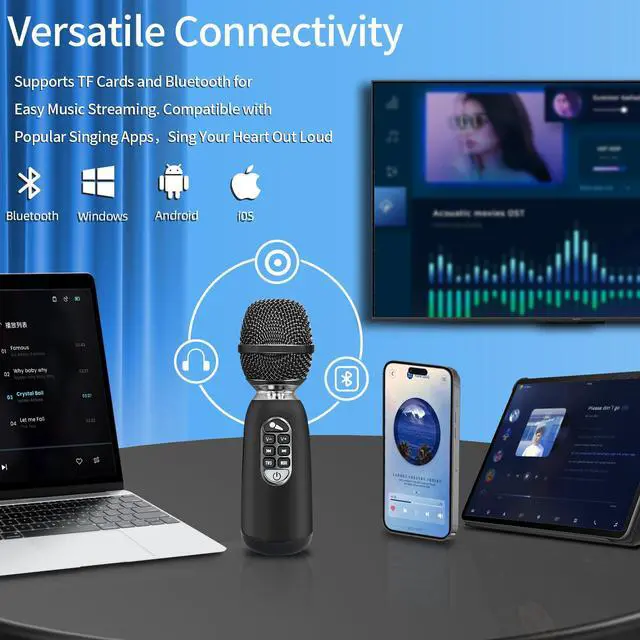 Alt view image 6 of 7 - YF73 20W Karaoke Mic, Dual MIC, BT5.0, TF, Home/Part