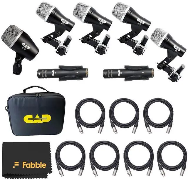 Main image of Stage7 7-Piece Drum Microphone Pack Bundle with 7× 10ft XLR Cables and Premium Microfiber Cleaning Cloth Complete Drum Mic Kit for Live Sound and Studio Recording