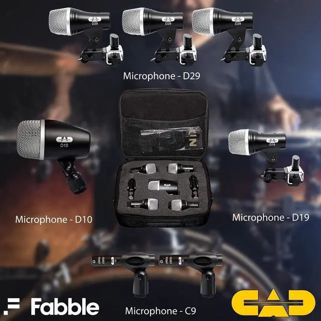 Alt view image 3 of 7 - Stage7 7-Piece Drum Microphone Pack Bundle with 7× 10ft XLR Cables and Premium Microfiber Cleaning Cloth Complete Drum Mic Kit for Live Sound and Studio Recording