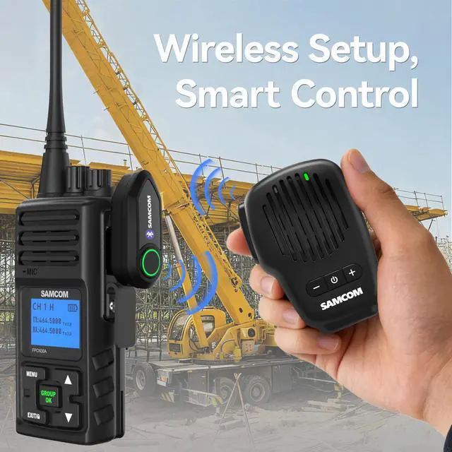 Alt view image 2 of 7 - Wireless PTT Microphone Bluetooth Speaker Mic for Walkie Talkie | IP67 Waterproof Noise Reduce with 2-Pin K Prong Dongle 3.5m Audio 10 Hours Work with 2 Pin FPCN30A FPCN10A Radios and Phone