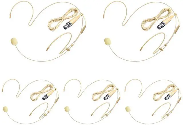 Main image of 5 Pack Headset/Headworn Microphone Double Over Ear Earset Micophone for Singing Hands-Free Head Hanging Condenser Omnidirectional Mic for Shure,4 Pin Mini XLR,1.5M Cable,Windscreen