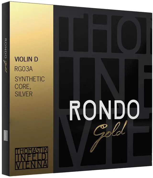 Main image of Rondo Gold RG03A Replacement Violin D String | Silver Wound Synthetic Core Violin String for Professionals and Aspiring Violinists | Warm Sound and Focused Response | Made in Vienna