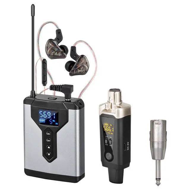Alt view image 2 of 7 - T9-2 Wireless in Ear Monitor System with Transmitter Clip on Receiver Automatic Pairing in-Ear Monitoring for Studio,Guitar,DJ,Live Performance (1 Receiver + 1 Transmitter)