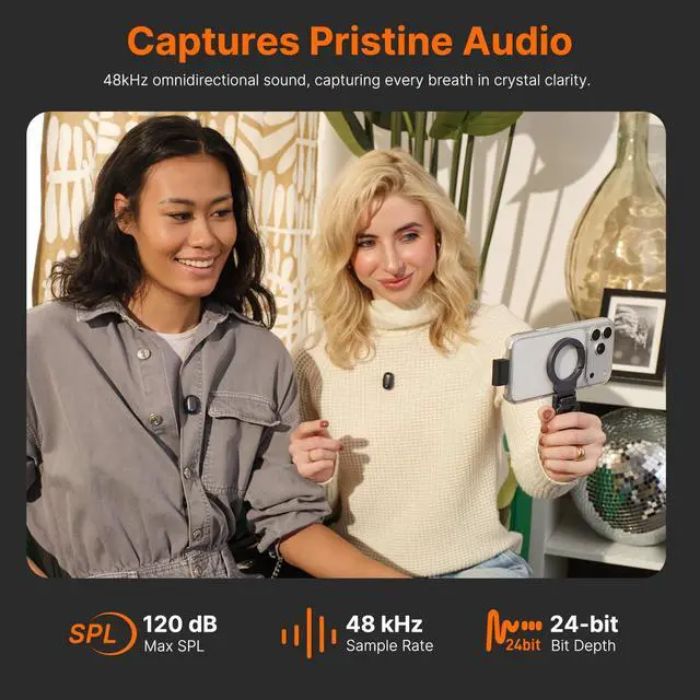 Alt view image 2 of 7 - Air SE Wireless Lavalier Microphone for for iPhone & Android Dual Receiver (USB-C + Lightning), AI Noise Cancellation, 48kHz/24bit for YouTube, Podcast, Interview