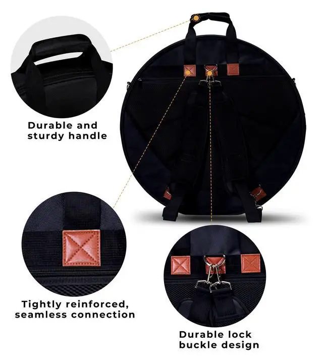 Alt view image 4 of 7 - 22" Cymbal Bag with Dividers, 10-Pack Cymbal Case 10mm Padded Cymbal Gig Bag Dust-proof and Waterproof Storage with Carry Handle, Shoulder and Backpack Straps for Drum Cymbals and Accessories