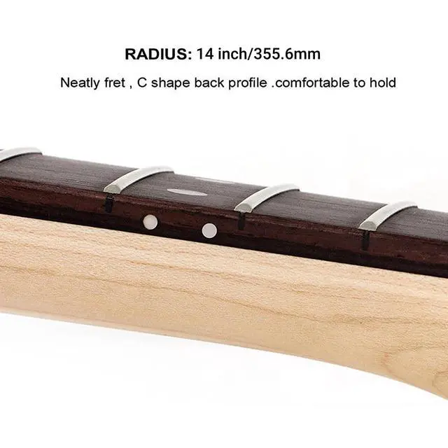 Alt view image 6 of 7 - Strat Guitar Neck 22 Fret, 25.5" Canadian Maple Electric Guitar Neck with Rosewood Fingerboard for ST Style Guitar Parts Replacement (For Right Hand)