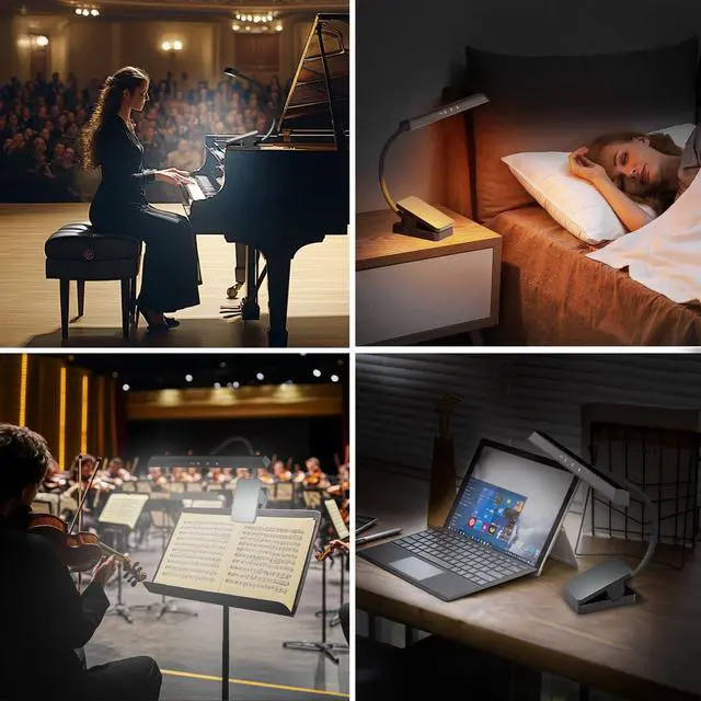 Alt view image 2 of 6 - 4 Pack Rechargeable Music Stand Lights - Eye Caring 47 LED Clip on Piano Lights, 4 Color & 3 Brightness, USB-C, up to 110 Hrs Runtime, Portable Lamp for Musician, Grand/Upright Piano, Reading