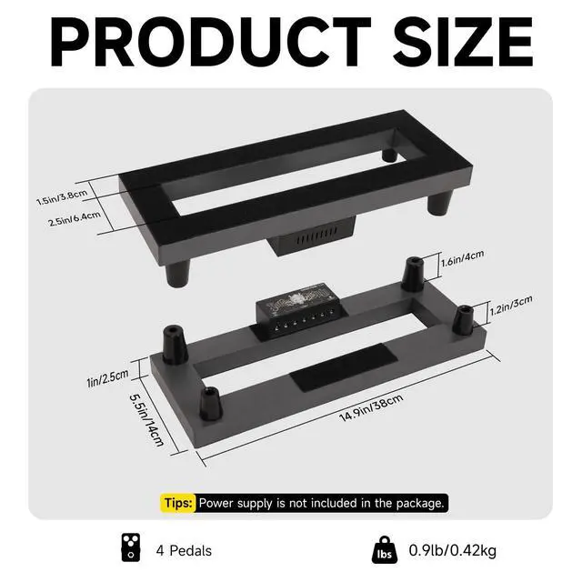 Alt view image 2 of 7 - Ghost Fire Medium Portable Powered Guitar Pedal Board Aluminum Alloy 0.9lb Super light Foldable Effect Pedalboard 14.9"*5.5" with Carry Bag,SPL-1.5 and Power Supply GS10-SE