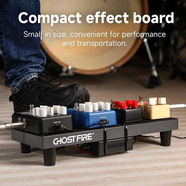 Alt view image 4 of 7 - Ghost Fire Medium Portable Powered Guitar Pedal Board Aluminum Alloy 0.9lb Super light Foldable Effect Pedalboard 14.9"*5.5" with Carry Bag,SPL-1.5 and Power Supply GS10-SE