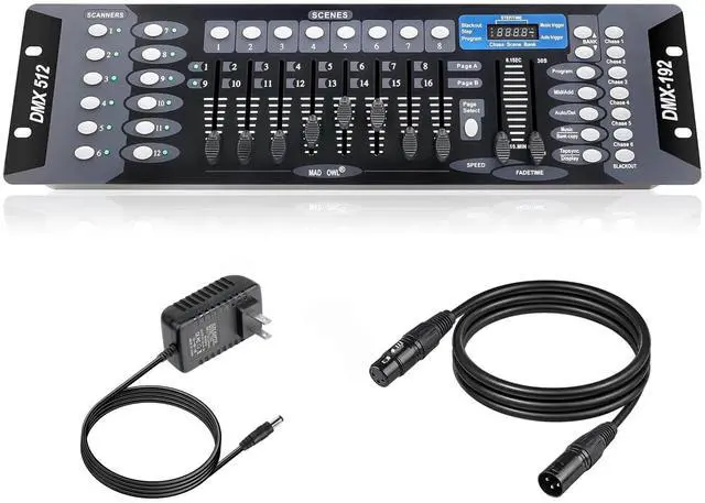 Main image of DMX Controller for dj Lights Dmx512 Light Controllers 192 Channel DMX Board with Cables 2m/6.6 ft Dmx-512 Lighting Console for Control Stage Light