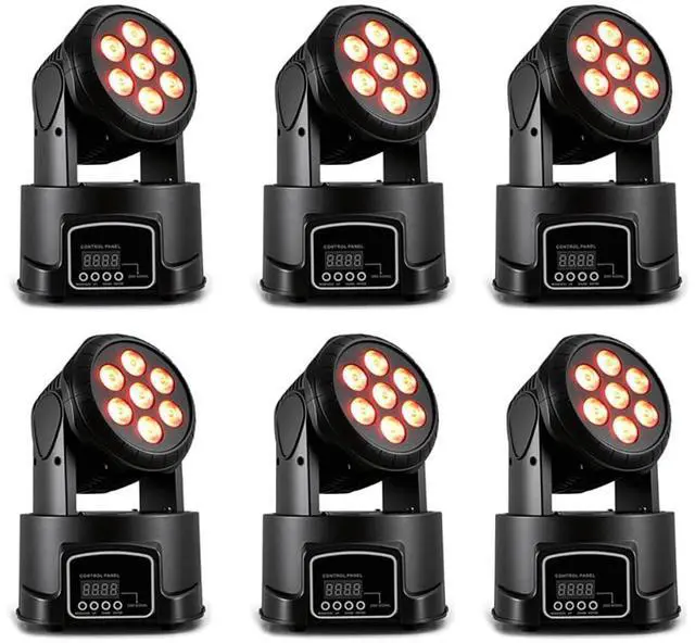 Main image of Moving Head Wash Light, 7x10W LED DMX DJ Stage Light | 12 Colors, Sound Activated, 540° Pan & 180° Tilt, Wash Effect Lighting for Weddings, Clubs, Concerts, Bars and Events