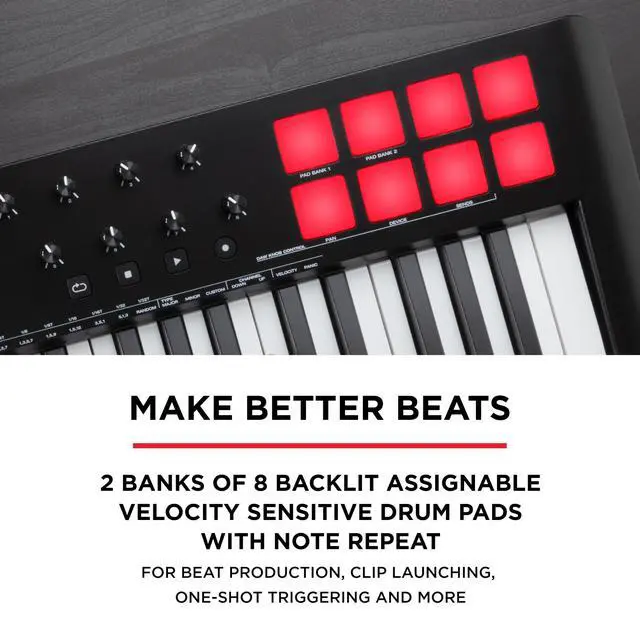 Alt view image 7 of 7 - Oxygen 49 (MKV) Key USB MIDI Keyboard Controller with Beat Pads, Smart Chord, Scale Modes, Arpeggiator and Native Instruments Sound Package (NKS Integration)