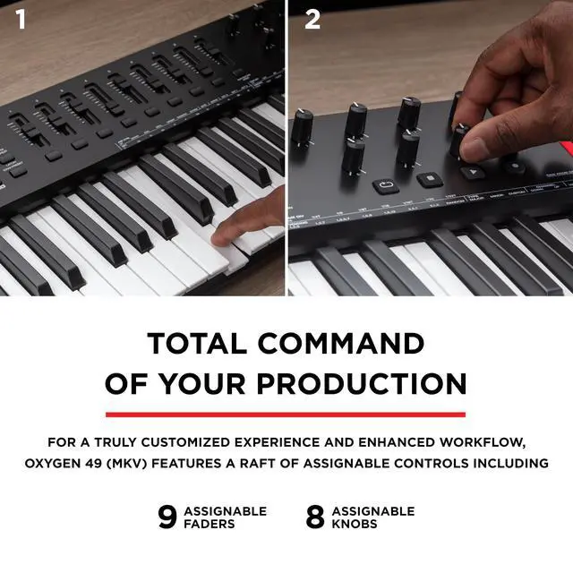 Alt view image 5 of 7 - Oxygen 49 (MKV) Key USB MIDI Keyboard Controller with Beat Pads, Smart Chord, Scale Modes, Arpeggiator and Native Instruments Sound Package (NKS Integration)