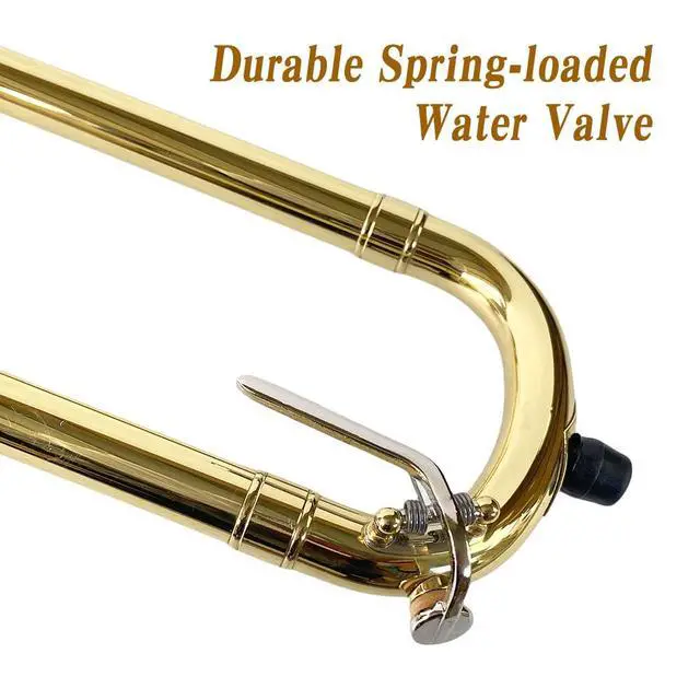 Alt view image 3 of 6 - Bb Tenor Slide Trombone B Flat Brass Trombone with Gold Lacquer Finish- Includes Hard Case, Mouthpiece & Cleaning Kit Fit for Musicians and Beginners12.7 mm & 205 mm