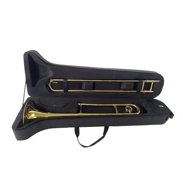 Alt view image 6 of 6 - Bb Tenor Slide Trombone B Flat Brass Trombone with Gold Lacquer Finish- Includes Hard Case, Mouthpiece & Cleaning Kit Fit for Musicians and Beginners12.7 mm & 205 mm
