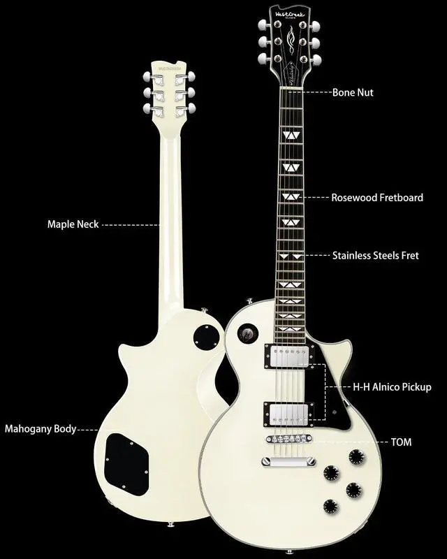 Alt view image 2 of 6 - WestCreek Underdog Solid Body Electric Guitar, Mahogany Body, Maple Neck, Rosewood Fretboard, Rounded End Frets, Bone Nut, 22 Frets (White)