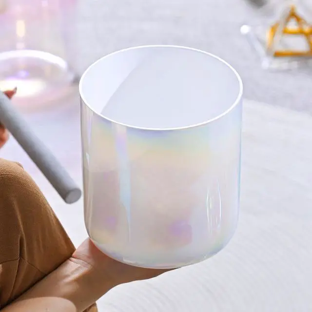 Alt view image 6 of 6 - 432HZ 7 inch C note Clear White Quartz Handle Crystal Singing Bowl | Sound Meditation,Mindfulness,Relaxation, Includes Case Bags and Rubber Mallets