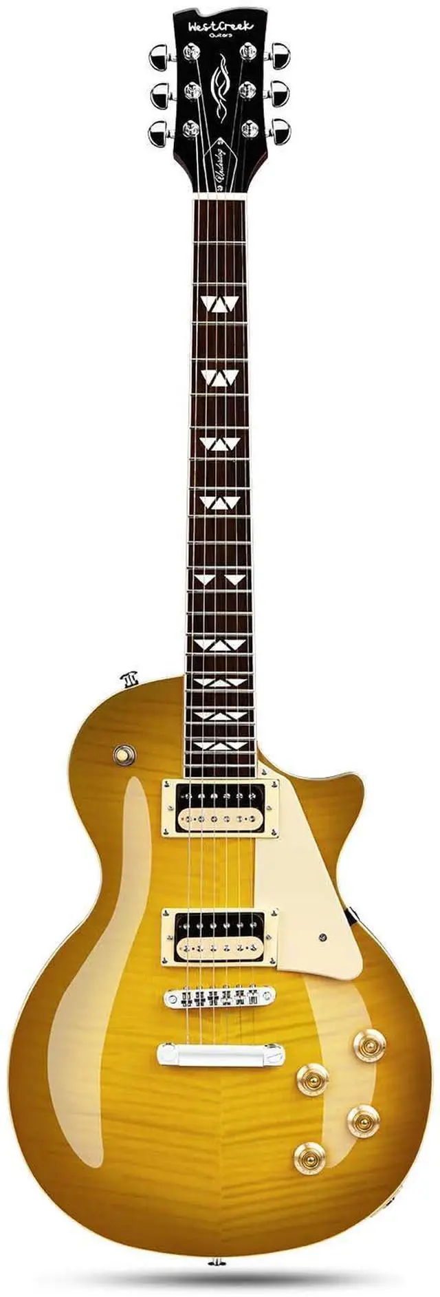 Main image of WestCreek Underdog Solid Body Electric Guitar, Mahogany Body, Maple Neck, Rosewood Fretboard, Rounded End Frets, Bone Nut, 22 Frets (LemonBurst)