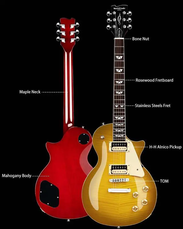 Alt view image 3 of 7 - WestCreek Underdog Solid Body Electric Guitar, Mahogany Body, Maple Neck, Rosewood Fretboard, Rounded End Frets, Bone Nut, 22 Frets (LemonBurst)