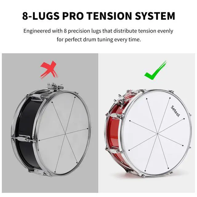 Alt view image 2 of 7 - Snare Drum Set, 14" x 5.5" Marching Snare Drum with Stand & Bag | Silent Mute Pad + Drums Sticks + Drumstick Holder + Drums Key + Damper Gels for Adults (Red)