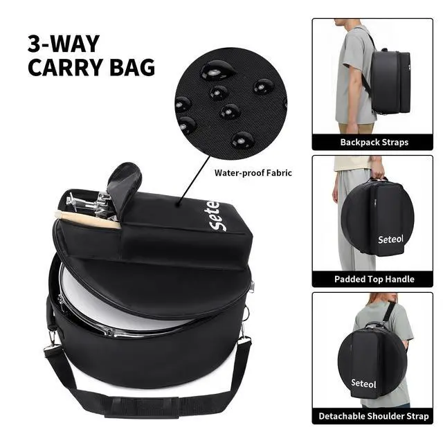 Alt view image 6 of 7 - Snare Drum Set, 14" x 5.5" Marching Snare Drum with Stand & Bag | Silent Mute Pad + Drums Sticks + Drumstick Holder + Drums Key + Damper Gels for Adults (Red)