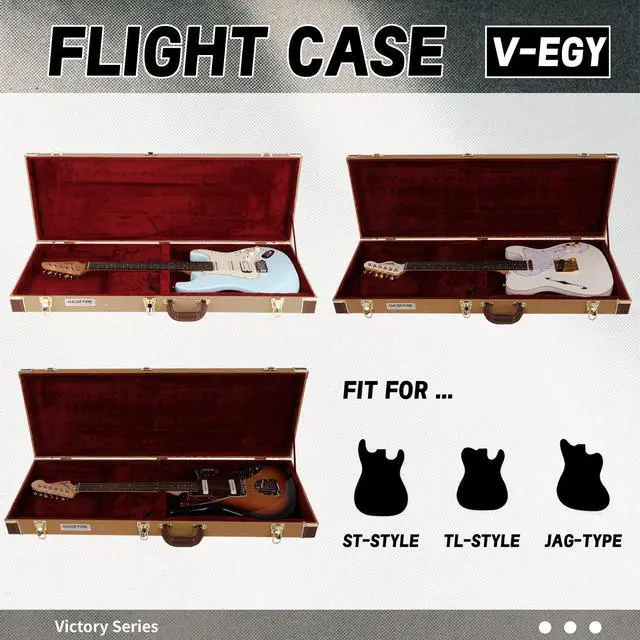 Alt view image 2 of 6 - Electric Guitar Standard 39-Inch Hard Case for ST/TL/JAG, V-EG2 | Portable Hard-Shell Case With Lock, Super Thick Case Fit for Guitar, Soft Velvet Lining Suitable Inner Design