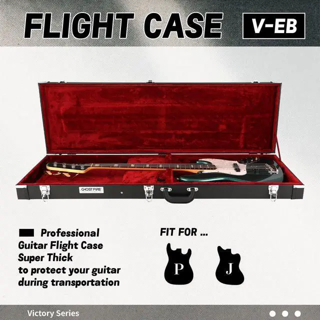 Alt view image 2 of 6 - Electric Bass Super Thick Hard Case for Bass, V-EB Black | Portable Hard-Shell Case With Lock, Super Thick Case Fit for Bass, Soft Velvet Lining Suitable Inner Design
