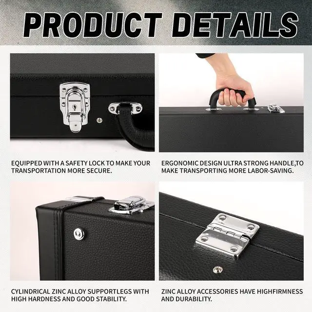 Alt view image 6 of 6 - Electric Guitar Standard 39-Inch Hard Case for ST/TL/JAG, V-EG | Portable Hard-Shell Case With Lock, Super Thick Case Fit for Guitar, Soft Velvet Lining Suitable Inner Design