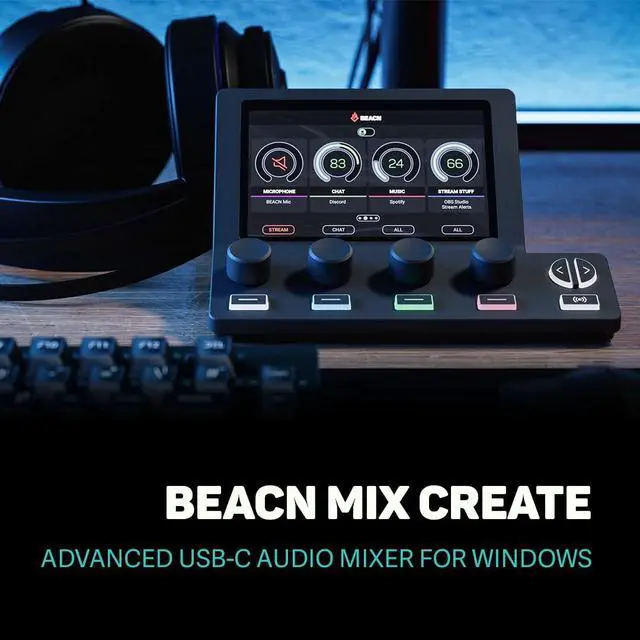 Alt view image 2 of 7 - Mix Create (Dark) - USB-C Audio Mixer for PC & Mac, 5" Display | Essential Streaming Accessories for Content Creators. Submix, Routing. Gaming, Podcast, Twitch & YouTube