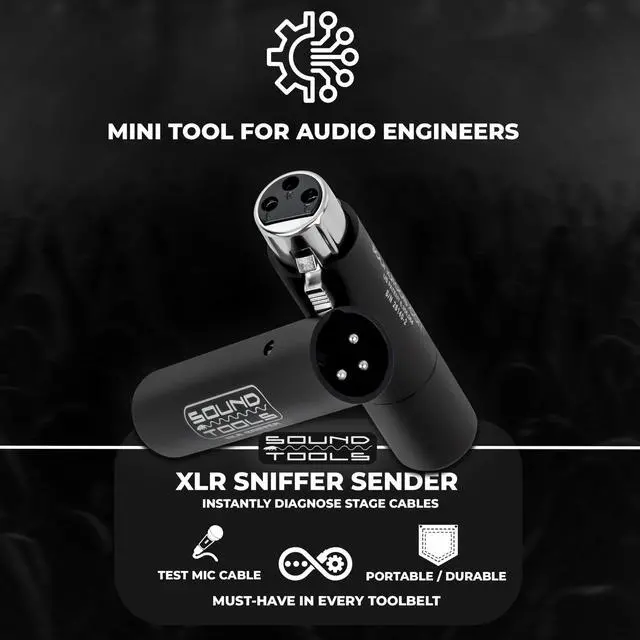 Alt view image 2 of 6 - SoundTools XLR Sniffer/Sender Portable XLR & 3-Pin DMX Cable Tester for Audio Technicians, Quick Diagnostics with LED Solo Operation, Durable & Compact Design for Stage and Studio Use